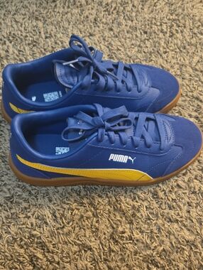 Puma Kids Royal Blue and Yellow Low-Top Sneakers